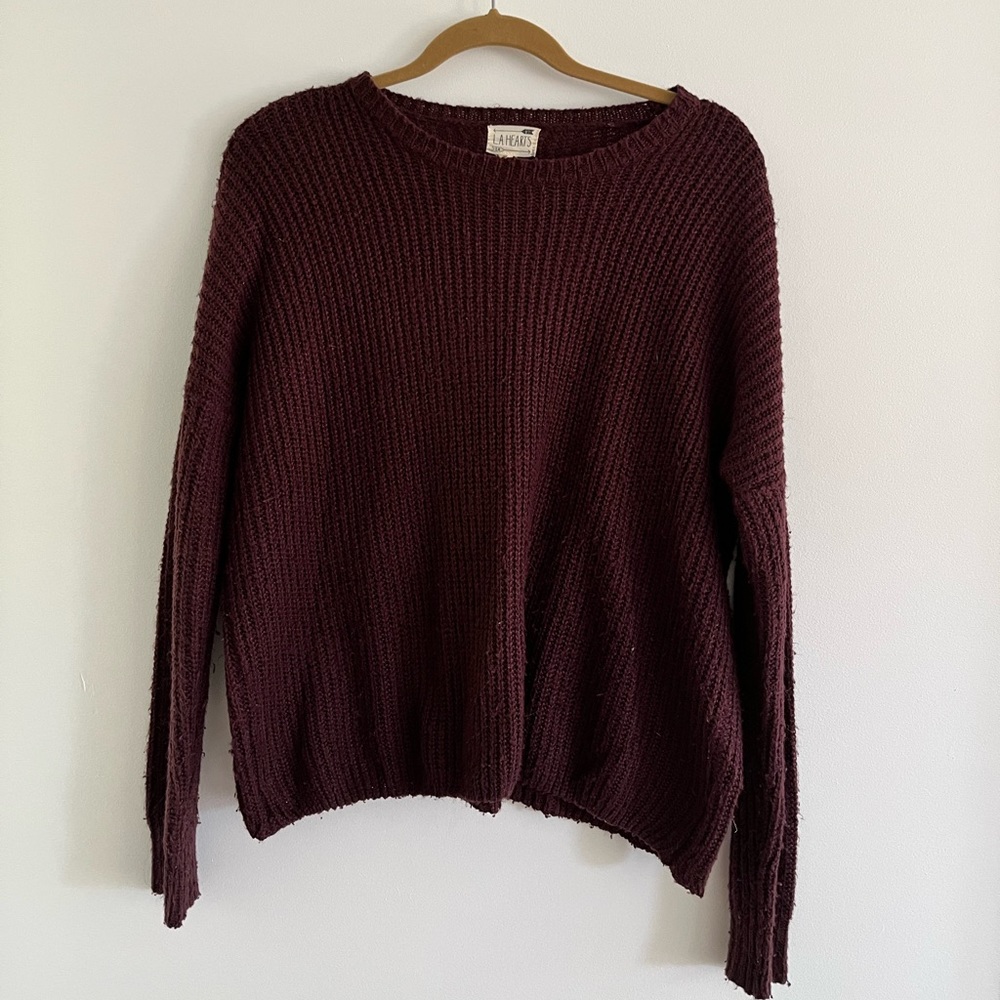 Pacsun’s LA Hearts Cozy Bubble Sweater in Burgundy/ Small